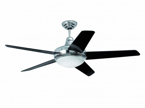 Faro Deckenventilator Ovni in chrom und schwarz - mit Fernbedienung und Beleuchtung