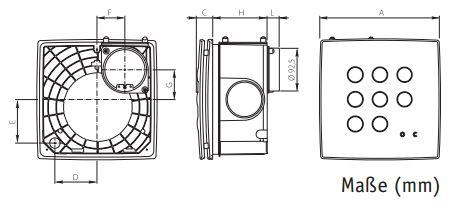 Schachtventilator/Kleinraumventilator Quadro Medio AP 170 m³/h in verschiedenen Ausführungen