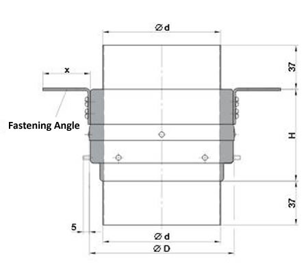 Dimensions in mm of BS18 CasaFan fire safety unit fire protection unit